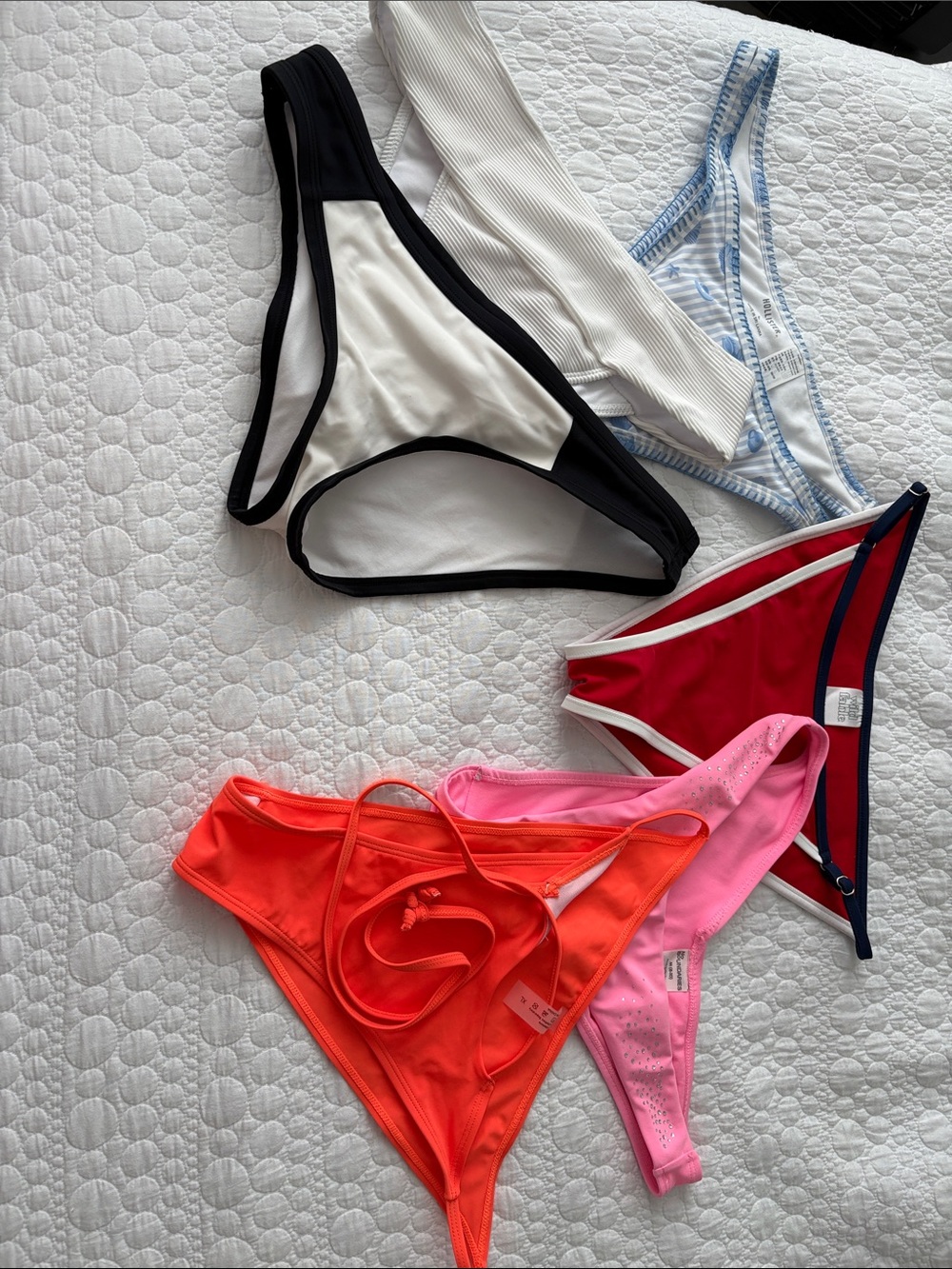 Mixed Color Bikini Bottom Bundle - Neon Orange, Pink, Red, Black & White